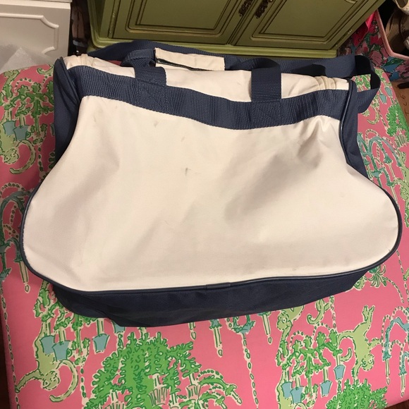 Adidas Diablo Small Duffel Gym Bag Shoulder Strap Off White Pink Ink Blue - Picture 6 of 9